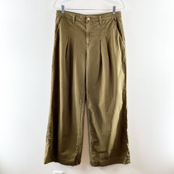 L'Agence Jayce High Rise Pleated Chino Wide Leg Pants Green 29 / 8 - Picture 2 of 11
